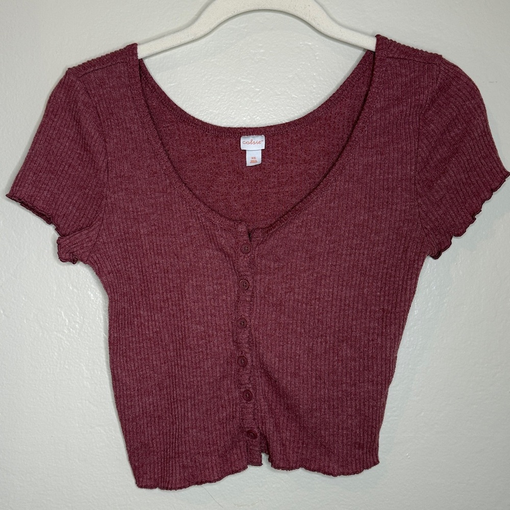 Pink Colsie Cropped Shirt